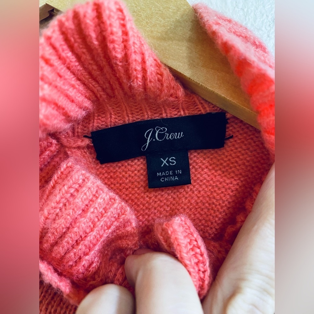J. Crew Women's Pink Ruffle Neck Sweater XS - Picture 2 of 7